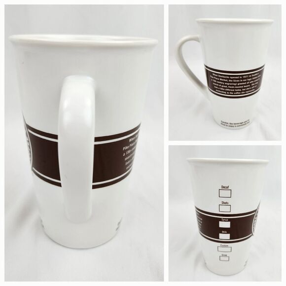 ☕️Starbucks 2008 Ivory & Brown Original Siren Logo 16oz Tall Mug - Picture 11 of 12